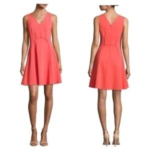Rebecca Taylor Melon Pop Sleeveless Seam Detail Sleeveless Fit Flare Dress 12